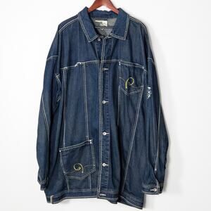 Rocawear Men’s Denim Jacket Vintage Hip-Hop Streetwear Oversized Jay-Z Era 4X